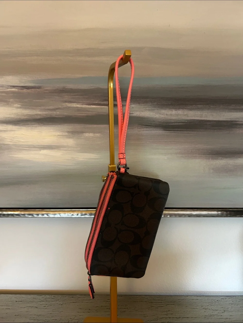 Coach Double corner Zip Signature Wristlet NWT